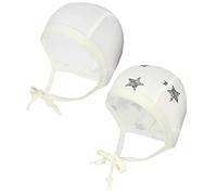 TupTam Bonnet pour Nouveau-né Filles Garçons, avec Cordon, Lot de 2, étoiles/écru, 62-68