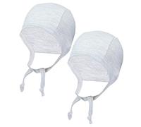 TupTam Bonnet pour Nouveau-né Filles Garçons, avec Cordon, Lot de 2, Gris Chiné, 50-56