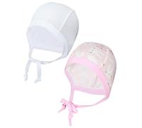 TupTam Bonnet pour Nouveau-né Filles Garçons, avec Cordon, Lot de 2, Lapin Rose/Blanc, 50-56