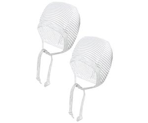 TupTam Bonnet pour Nouveau-né Filles Garçons, avec Cordon, Lot de 2, Rayé Gris, 62-68