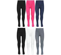 TupTam Collants Fantaisie ou Unis pour Filles, Lot de 6, Noir 2x Bleu foncé Blanc Gris Rose, 116-122