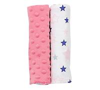 TupTam Coussin de Ceinture de Voiture Enfants lot de 2, Corail/étoiles Rose Blanc