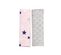 TupTam Coussin de Ceinture de Voiture Enfants lot de 2, étoiles Gris clair Blanc/Rose