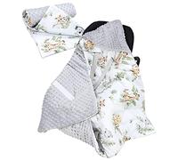 TupTam Couverture de Bébé 85 x 85 cm pour Siège Auto Buggy Coque Universelle Minky Coton, Safari/Lion/Marron/Feuilles/Vert, Automne/Hiver - 85 cm x 85 cm