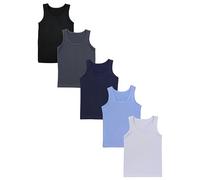 TupTam Débardeurs Garçon - Lot de 5 Maillots de Corps Enfant sans Manches en Coton, Confortables, Noir Bleu foncé Anthracite Gris Bleu, 152-158