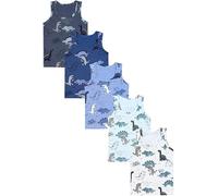TupTam Débardeurs Garçon - Lot de 5 Maillots de Corps Enfant sans Manches en Coton, Confortables, Pack de 5 Dino Bleu Beige Gris, 116-122