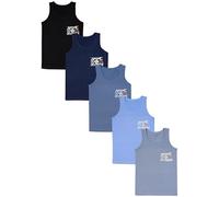 TupTam Débardeurs Garçon - Lot de 5 Maillots de Corps Enfant sans Manches en Coton, Confortables, Sport Noir Gris Bleu, 152-158