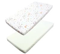 TupTam Draps Housse pour Lit Bébé Enfant Lot de 2, Clairière/Tampon Vert, 90 x 200 cm