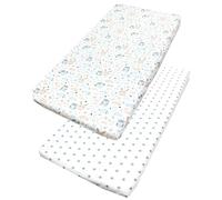 TupTam Draps Housse pour Lit Bébé Enfant Lot de 2, Hibou Lapin Beige/étoiles Grises Blanc, 90 x 200 cm
