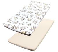 TupTam Draps Housse pour Lit Bébé Enfant Lot de 2, Lion/Feuilles/Beige, 60 x 120 cm