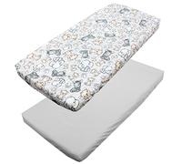 TupTam Draps Housse pour Lit Bébé Enfant Lot de 2, Safari/Gris, 60 x 120 cm