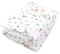 TupTam Enfants Couette à Motifs Set Couverture Toute l'année Couverture Oreiller Plat 2pcs., Clairière/Chevreuils, 135x100 cm