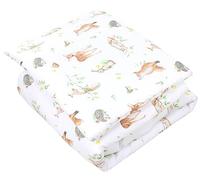 TupTam Enfants Couette à Motifs Set Couverture Toute l'année Couverture Oreiller Plat 2pcs., Forêt Animaux Marron Beige Renard, 135x100 cm