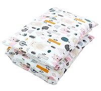TupTam Enfants Couette à Motifs Set Couverture Toute l'année Couverture Oreiller Plat 2pcs., Forêt/Beige, 135x100 cm
