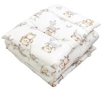 TupTam Enfants Couette à Motifs Set Couverture Toute l'année Couverture Oreiller Plat 2pcs., Ours en Peluche dans Un Panier Beige Ecru, 135x100 cm