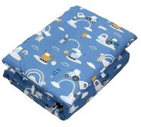 TupTam Enfants Couette à Motifs Set Couverture Toute l'année Couverture Oreiller Plat 2pcs., Tracteurs/Arcs-en-Ciel/Bleu, 135x100 cm