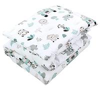 TupTam Enfants Couette à Motifs Set Couverture Toute l'année Couverture Oreiller Plat 2pcs., Zoo Vert, 135x100 cm