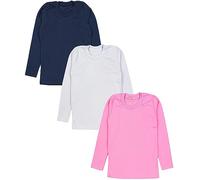 TupTam Enfants Filles sous-vêtements Manches Longues Basic T-Shirts Maillots de Corps Chemise Lot de 3, Lot de 3 Bleu foncé/Rose/Gris, 110