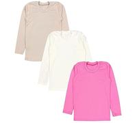 TupTam Enfants Filles sous-vêtements Manches Longues Basic T-Shirts Maillots de Corps Chemise Lot de 3, Lot de 3 Rose/Ecru/Beige, 128