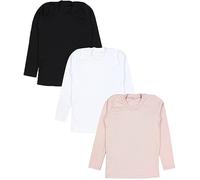 TupTam Enfants Filles sous-vêtements Manches Longues Basic T-Shirts Maillots de Corps Chemise Lot de 3, Lot de 3 Noir/Blanc/Rose poudré, 158