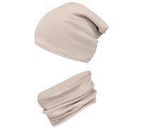 TupTam Ensemble Bonnet Beanie et Écharpe Tube pour Enfants - Chaud et Confortable, Beige Cappuccino, 56-62