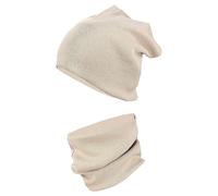 TupTam Ensemble Bonnet Beanie et Écharpe Tube pour Enfants - Chaud et Confortable, Beige Rippstoff, 56-62