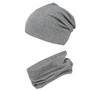 TupTam Ensemble Bonnet Beanie et Écharpe Tube pour Enfants - Chaud et Confortable, Graphite Chiné, 56-62