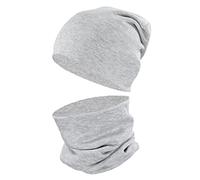 TupTam Ensemble Bonnet Beanie et Écharpe Tube pour Enfants - Chaud et Confortable, Gris Chiné, 56-62
