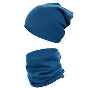 TupTam Ensemble Bonnet Beanie et Écharpe Tube pour Enfants - Chaud et Confortable, Jeans, 56-62