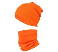 TupTam Ensemble Bonnet Beanie et Écharpe Tube pour Enfants - Chaud et Confortable, Orange, 52-56