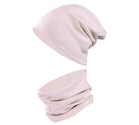 TupTam Ensemble Bonnet Beanie et Écharpe Tube pour Enfants - Chaud et Confortable, Rose poudré, 56-62