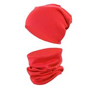TupTam Ensemble Bonnet Beanie et Écharpe Tube pour Enfants - Chaud et Confortable, Rouge, 44-52