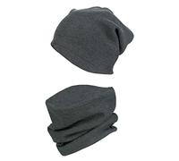 TupTam Ensemble Bonnet Beanie et Écharpe Tube pour Enfants - Chaud et Confortable, Tissu côtelé/Anthracite Chiné, 44-52