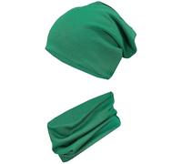 TupTam Ensemble Bonnet Beanie et Écharpe Tube pour Enfants - Chaud et Confortable, Vert Foncé, 52-56
