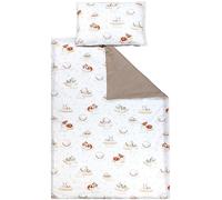 TupTam Ensemble de Linge de Lit pour Enfants 2 Pièces, Bébés Animaux endormis/Beige, 135x100 cm