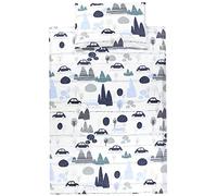 TupTam Ensemble de Linge de Lit pour Enfants 2 Pièces pour Fille Garçon, Voitures Bleu, 135x100 cm