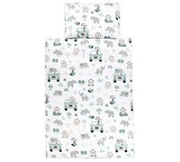 TupTam Ensemble de Linge de Lit pour Enfants 2 Pièces pour Fille Garçon, Zoo Vert, 135x100 cm