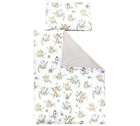 TupTam Ensemble de Linge de Lit pour Enfants 2 Pièces, Safari/Lion/Marron/Feuilles/Vert, 135x100 cm