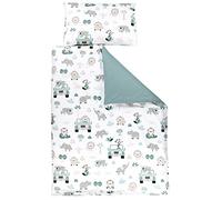 TupTam Ensemble de Linge de Lit pour Enfants 2 Pièces, Zoo Vert, 135x100 cm