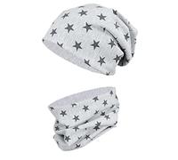 TupTam Ensemble Enfant Bonnet et Écharpe Tube, étoiles Graphite/Gris Chiné, 50-52