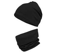 TupTam Ensemble Enfant Bonnet et Écharpe Tube, Noir, 52-54