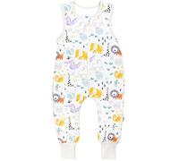 TupTam Gigoteuse à Pied - Turbulette avec Pied Bébé 2.5 TOG Toute Saison, Coton OEKO-TEX, Animaux de safari multicolores, 92-98