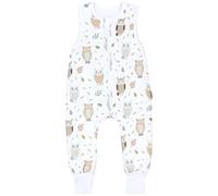 TupTam Gigoteuse à Pied - Turbulette avec Pied Bébé 2.5 TOG Toute Saison, Coton OEKO-TEX, Chouette beige bleu pastel, 80-86