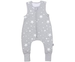 TupTam Gigoteuse à Pied - Turbulette Bébé Été Légère 0.5 TOG, Coton OEKO-TEX, Blanc étoiles/Gris, 80-86