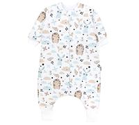 TupTam Gigoteuse Bébé avec Pieds et Manches, certifiée OEKO-TEX, Gigoteuse d'hiver 2,5 TOG, Unisexe, Hérisson/Lapin/Beige/Vert minéral, 68-74