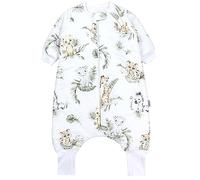 TupTam Gigoteuse Bébé avec Pieds et Manches, certifiée OEKO-TEX, Gigoteuse d'hiver 2,5 TOG, Unisexe, Safari/Lion/Marron/Feuilles/Vert, 80-86