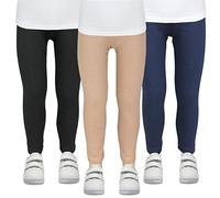 TupTam Lot de 3 Leggings Thermiques pour Fille, Noir/Bleu foncé/Beige, 116