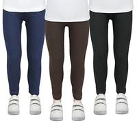 TupTam Lot de 3 Leggings Thermiques pour Fille, Noir/Marron/Bleu foncé, 128