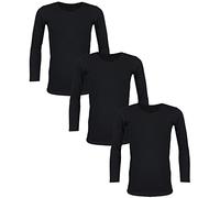 TupTam Maillot de Corps Enfant - Lot de 3 Débardeurs Garçon Manches Longues, 100% Coton, Noir, 158