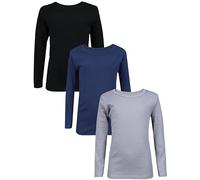 TupTam Maillot de Corps Enfant - Lot de 3 Débardeurs Garçon Manches Longues, 100% Coton, Noir Gris Bleu, 152